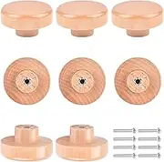 8 PCS Wooden Drawer Knobs, Wooden Knobs for Dresser, Flat Top Round Wood Drawer Pulls, Wooden Cabinet Knobs with Screw for Drawer Wardrobe Dresser, Cupboard