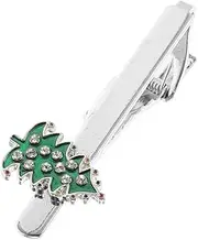 [Holibanna] Christmas Tree Tie Clip Silver Tie Clips for Men Christmas Ties for Men Christmass Tree Christmas Trees Tie Clasp Festive Ties Clip Holiday Tie Pin Shirt Ties Clips Alloy Green