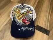 Ed Hardy Tiger Trucker Hat Vintage Y2K White