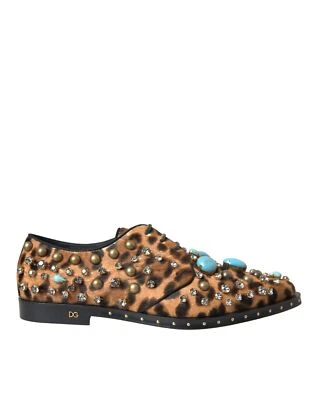 Dolce & Gabbana Brown Leopard Hair Crystal Dress Broque Women's Shoes Authentic