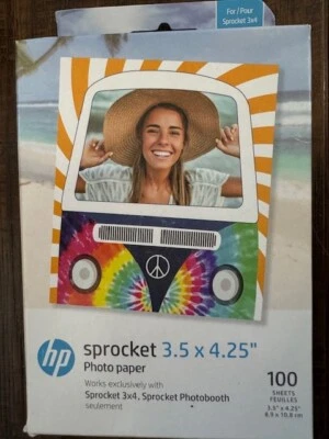 HP Sprocket 3.5" x 4.25” Zink Sticky-backed Photo Paper (100 Sheets) Sealed