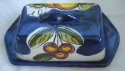 Dipinto A Mano Sorrento Hand Painted Italian Covered Butter Dish Cobalt Blue