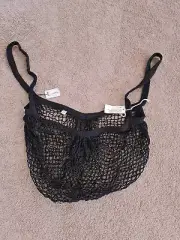 Shopping Bag Eco Friendly Foldable Tote Reusable Grocery Mesh Net String Black