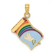14k Yellow Gold 3-D Enameled John 3:16 Book W/Moveable Pages Charm