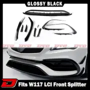 Fit For Mercedes CLA W117 C117 Front Bumper Lip Spoiler + Splitter Glossy Black
