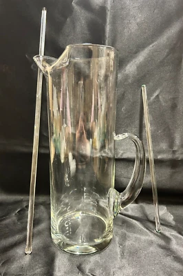 Tall Glass Martini Pitcher with Two Glass Stirrers