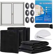 Lotvic Fly Screen Window, Pack of 6 Insect Protection Windows, 130 x 150 cm, Fly Net Window with Velcro Tape, Self-Adhesive, Edge Crimper, Letter Opener, Protect The Family from Insects
