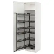METOD high cabinet with pull-out larder, white Enköping/white wood effect, 60x60x220 cm
