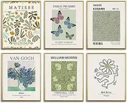 Sage Green Wall Art Decor Prints for Bedroom,Aesthetic Matisse Van Gogh Wall Art,Vintage Gallery Wall Decor,Boho Retro Artwork Posters for Living Room Home Decor