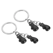 2 Pcs Boxing Keychain Mini Cute Boxing Gloves Key Chains Sport Pendant Black