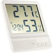 White Digital Thermometer Hygrometer Clock Temperature Humidity Meter Calendar Mum Mum Value Display - White White One Size