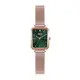 NATURALLY JOJO 復古方形典雅米蘭帶腕錶-JO96992-44R(綠色x玫瑰金/20mm)