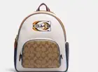 Coach - Signature Canvas/Khaki/Chalk White Women’s Medium Fashion Backpack NEW