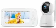 WOLFANG Baby Monitor with Camera, 5 Inch 720P Display with 20 Hour Battery, Pan-Tilt Zoom 1080P Baby Camera with Night Vision, No WiFi, 2-Way Audio, Temperature, Shoot Detection, 1000 Feet Range