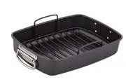 MasterPro Non Stick Large Deep Roasting Pan with Rack Baking Cooking Dish