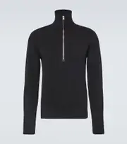 [Tom Ford] Tom Ford Wool and cashmere-blend half-zip sweater AU 93 black