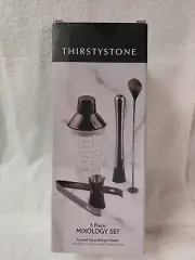 Thirstystone 5 Piece Mixology Set NEW Bar Man Cave Drinks Party Frosted Glass