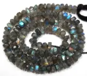 Labradorite with Fire 3.5-4mm Faceted Rondelle Gemstone Beads 14" Str A++