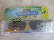 NIB Solar Shield Polarized Clip Ons 52 Rectangle A 100% UVA/UVB + Case