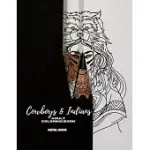 ADULT COLORING BOOK COWBOYS & INDIANS: 40 DETAILED COLORING PAGES THEME OF COWBOY & INDIANS