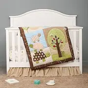 Brandream Baby Boys Crib Bedding Set Tortoise Frog King are Singing On The Sunny Day - 3-Piece Neutral Cotton Nursery Baby Bedding Quilt Sheet Set with Animal Garden Design