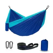Hammock Camping, Portable Single/Double Hammocks for Outdoor Blue/Sky Blue