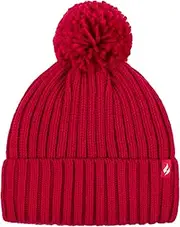 [HEAT HOLDERS] | SockShop | Ladies Arden Thermal Ribbed Pom Pom Turn Over Beanie | Winter Warmth | Women's One Size Fits Most | Cerise