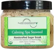 Sugar Scrub USDA Organic and Vegan, Peppermint, Rosemary, Seaweed Body Scrub.