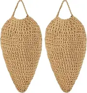 DECYOOL 2 Pack Large Size Crochet Wasp Nest Decoys Outdoor Hanging Faux Wasp Nest for Wasps Hornets Yellow Jackets