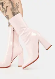 [SIMMI] Pink Basil Patent Sock Boots