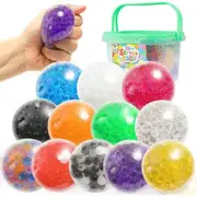 Sensory Stress Balls Set for Kids and Adults - 12 Pack Water Bead Filled Balls for Relax, Decompress and Focus - Squishy Toy