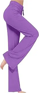 [Tmtolofot] Womens Yoga Pants with Pockets Straight-Leg Loose Comfy Modal Drawstring Lounge Running Long Active Casual Pants