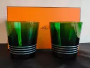 Hermes Paris Attelage Crystal Green Clear Tumbler Height 9cm Glassware Glass