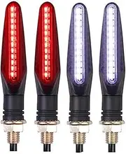 Motorcycle Indicators Flowing Turn Signal Lights Motorcycle Turn Signals 12V LED Light Flowing Water Blinker IP67 Flashing Indicator Bendable(2pcs stop 2ps DRL)