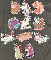 LOT OF 11 UNICORN PONY STICKER DECAL STICKER PACK ASSORTED STYLES