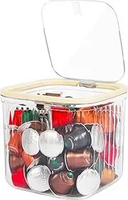 [ZECENN] Clear Coffee Pod Holder with Lid, Coffee Pods Storage for Counter, Small Food Storage Organizer Bins, Clear Plastic Bins for Pantry, Kitchen, Cabinet Organization and Storage