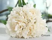 Cream 5 Heads Silk Artificial Bouquet Peony Flower Hydrangea Wedding Bridal Party Vase