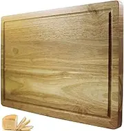 Chef Remi Wood Chopping Board with Juice Canal - Large 40 x 25cm - 1 Yr Warranty - Solid Wood | Meat Board | Bread Board | Cutting Board
