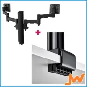 Atdec AWMS-2-4640 Dual Monitor Arms C Clamp - Black