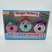 Ooly - Unicorn Donuts Erasers (3) - Vanilla Scented - NEW