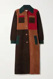 RIXO Milly patchwork suede coat