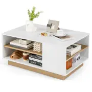 CostwaySquare Coffee Table with Storage for Living Room, Study