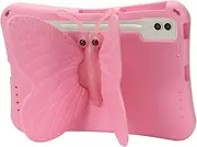 Nexue Kid Case for Samsung Galaxy Tab S7 FE/S7+/S8+/S9+/S9 FE+ 12.4",360 Degree Rotating Butterfly with Handle/Kickstand EVA Foam Lightweight Stand Cover (Pink)