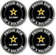 4-Pack Small: Round Proud Son of A Soldier Sticker (Vinyl Decal United States u.s. Logo Laptop Cell Phone (1.5 inch) US Army Licensed