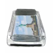 Famous Landmarks D9 Glass Square Ashtray 4" x 3" Smoking Statue of Liberty NYC