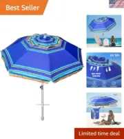 7ft Sunshade Umbrella with Adjustable Height, Windproof Features & Carry Bag