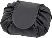 Drawstring Makeup Bag,ONEGenug Cosmetic Bag,One-Step Toiletry Organizer, Cosmetic Pouch for Lazy Ladies Black