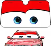 Cartoon Eyes Car Windshield Sunshade, Front Window Sunshade for Car, Foldable Cartoon Cool Sun Visor Shield Car Sunshade Cover (Red)