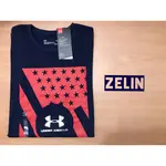 【全新現貨】UNDER ARMOUR UA CHARGED COTTON 美國國旗 銀色LOGO T恤/ 短T 深藍色