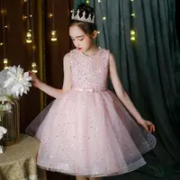 在飛比找ETMall東森購物網優惠-蓬蓬夏季粉色兒童背心亮片公主裙
